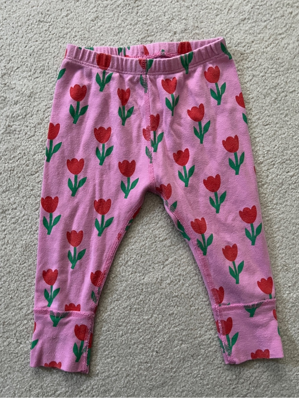 Hanna Andersson girls Spring Pink Tulips Print Pants Size 12-18 months